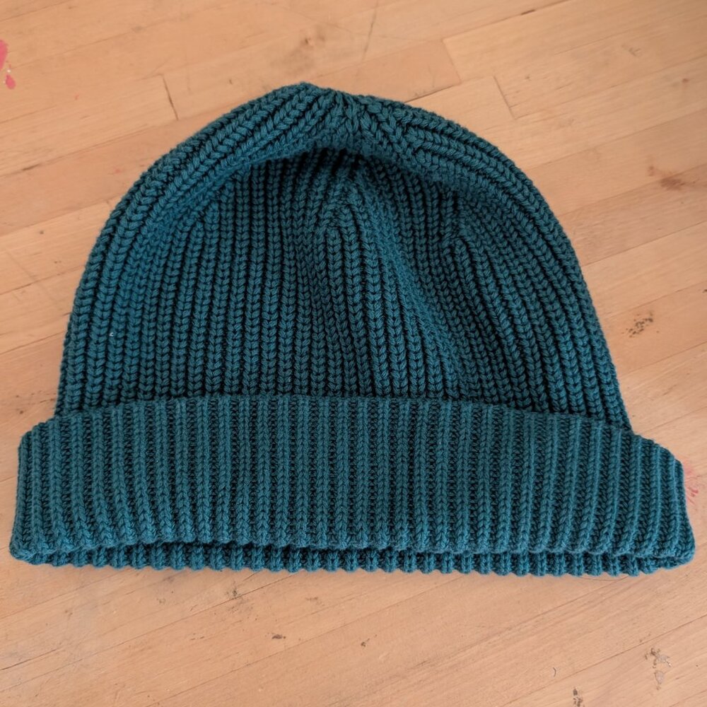 Primary Kids Cotton Nylon Spandex Knit Beanie Hat M/L Green Aqua Blue Like New - Picture 2 of 5